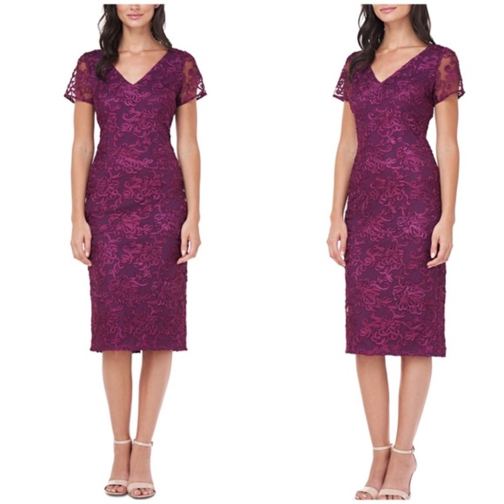 J.S. Collections Cabernet Lace Midi Dress